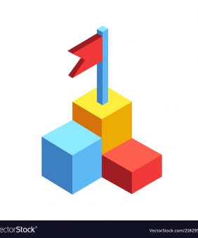 Flag on rank icon vector illustration in isometric design